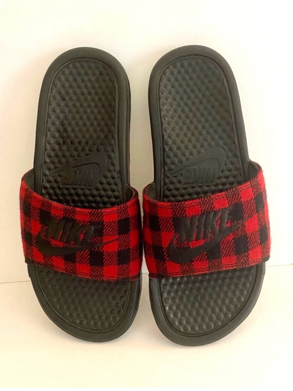Nike Buffalo Plaid Slides